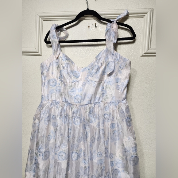 Lulus Beautifully Adored White Floral Burnout Tie-Strap Midi Dress XL Wedding - Picture 7 of 9